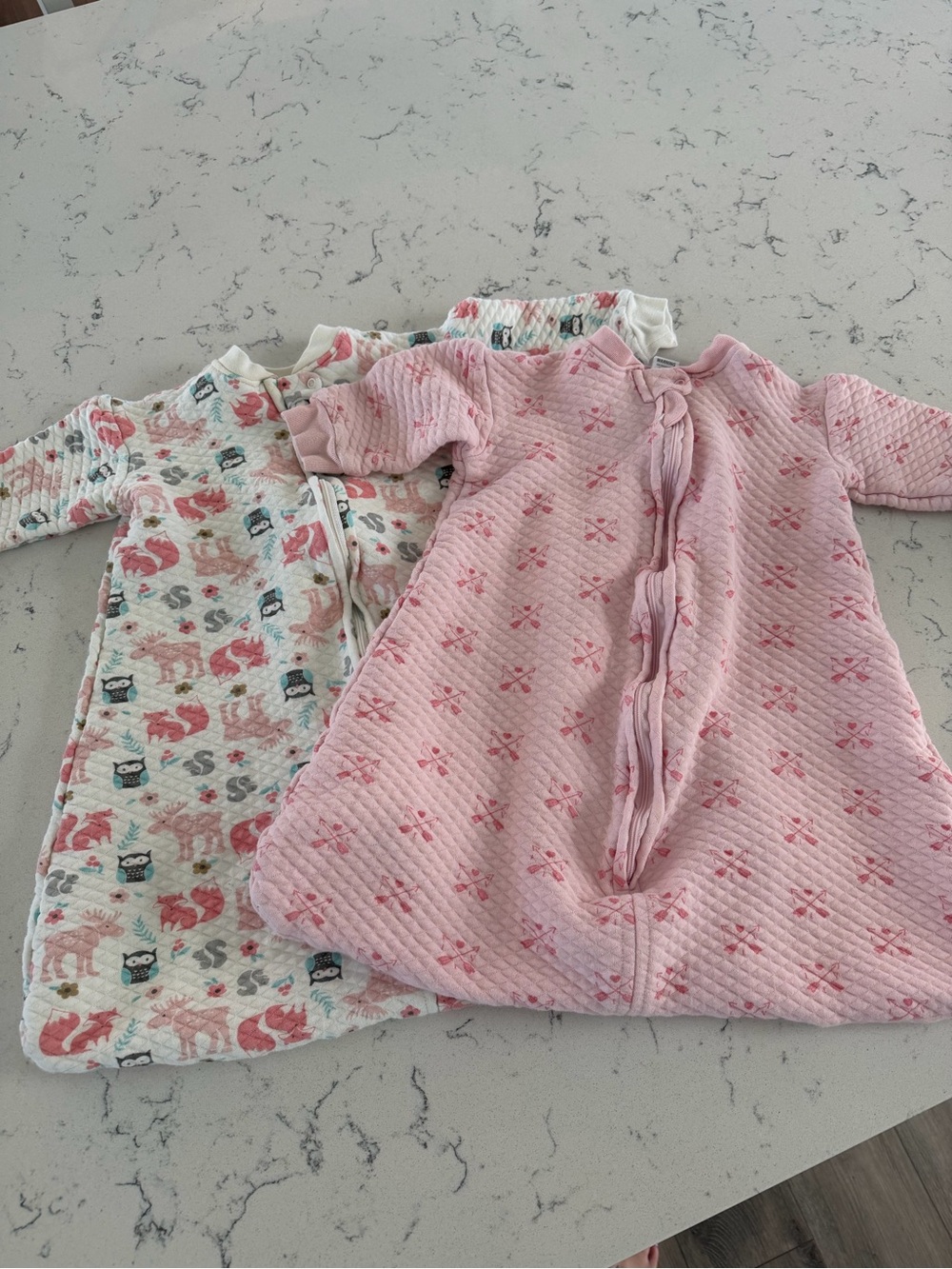 Cozy Pink Quilted Baby Sleep Sack with Forest Animal Print Gown